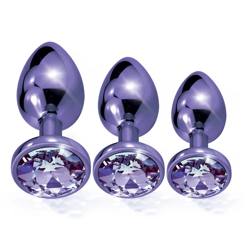 Набор анальных пробок Global Novelties NIXIE METAL BUTT PLUG TRAINER SET, PURPLE METALLIC
