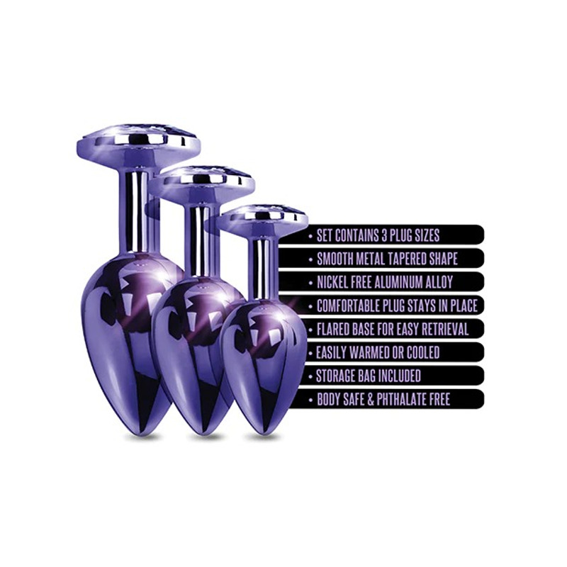 Набор анальных пробок Global Novelties NIXIE METAL BUTT PLUG TRAINER SET, PURPLE METALLIC
