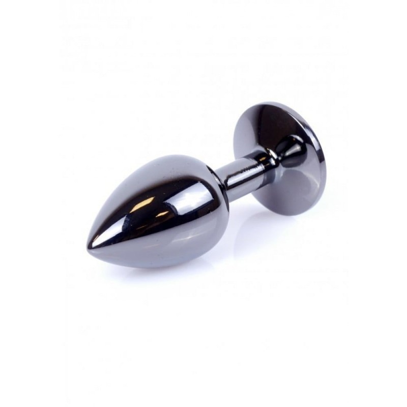 Анальная пробка с камнем Plug-Jewellery Dark Silver PLUG- Purple размер S