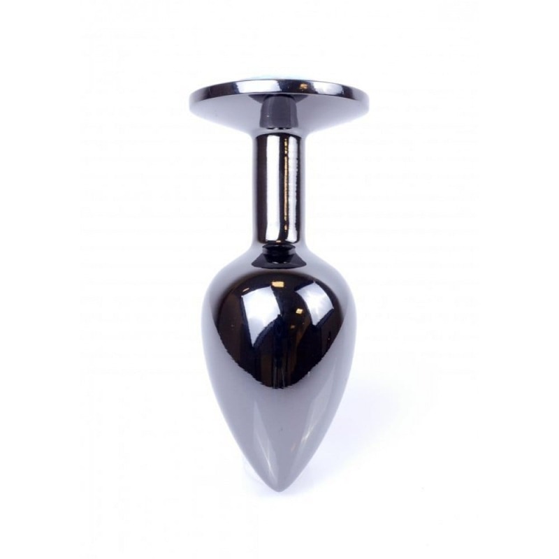 Анальная пробка с камнем Plug-Jewellery Dark Silver PLUG- Purple размер S
