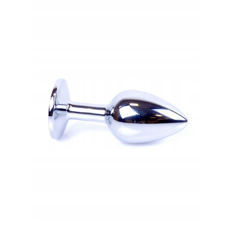 Анальная пробка с камнем Plug-Jewellery Silver PLUG- Pink размер S