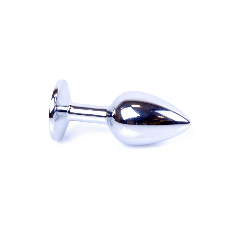 Анальная пробка с камнем Plug-Jewellery Silver PLUG- Green размер S