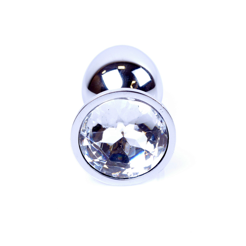 Анальная пробка с камнем Plug-Jewellery Silver PLUG- Clear размер S