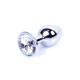 Анальная пробка с камнем Plug-Jewellery Silver PLUG- Clear размер S