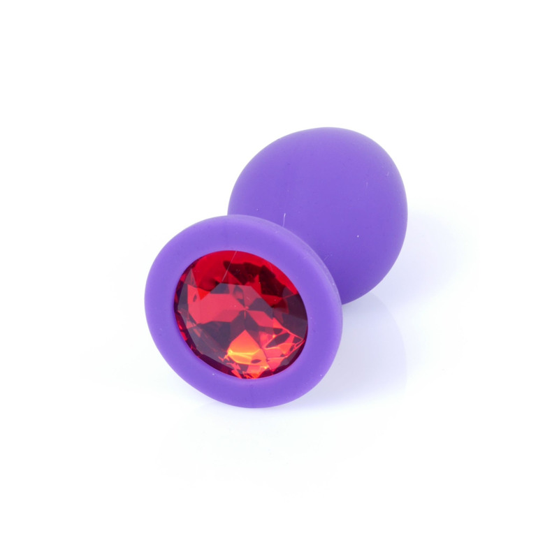 Анальная пробка с камнем Plug-Jewellery Purple Silicon PLUG Medium- Red Diamond размер М