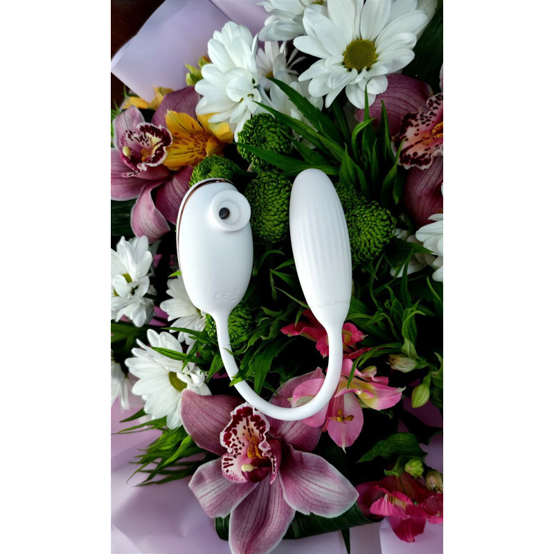 Вакуумный стимулятор с виброяйцом High End Suction Love Egg WHITE