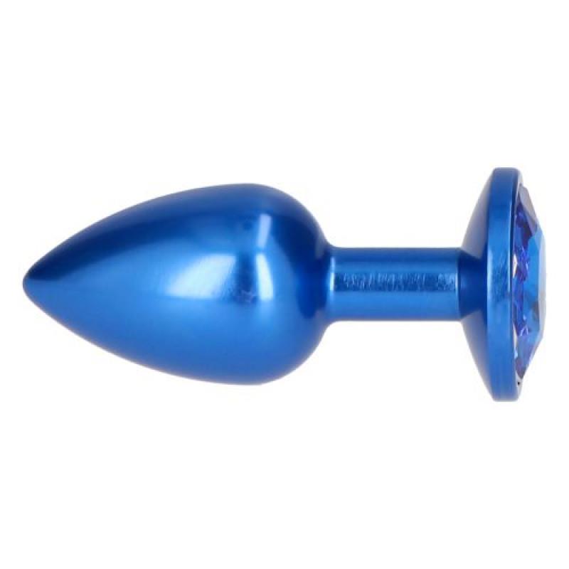 Анальная пробка с камнем голубая Plug Pleasure Night размер S