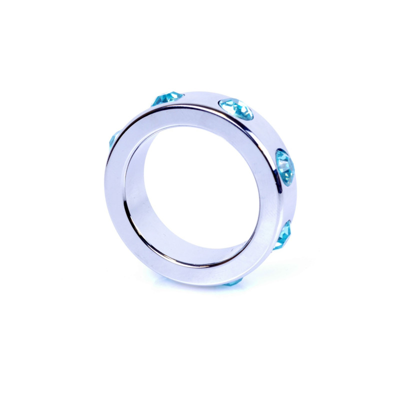 Эрекционное кольцо Boss Series Metal Cock Ring with Light Blue Diamonds Medium