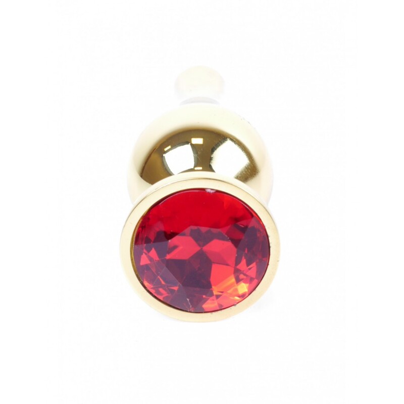 Анальная пробка с красным камнем Plug-Jewellery Gold BUTT PLUG- Red