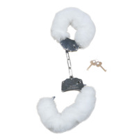 Наручники белый металл с мехом plush handcuffs