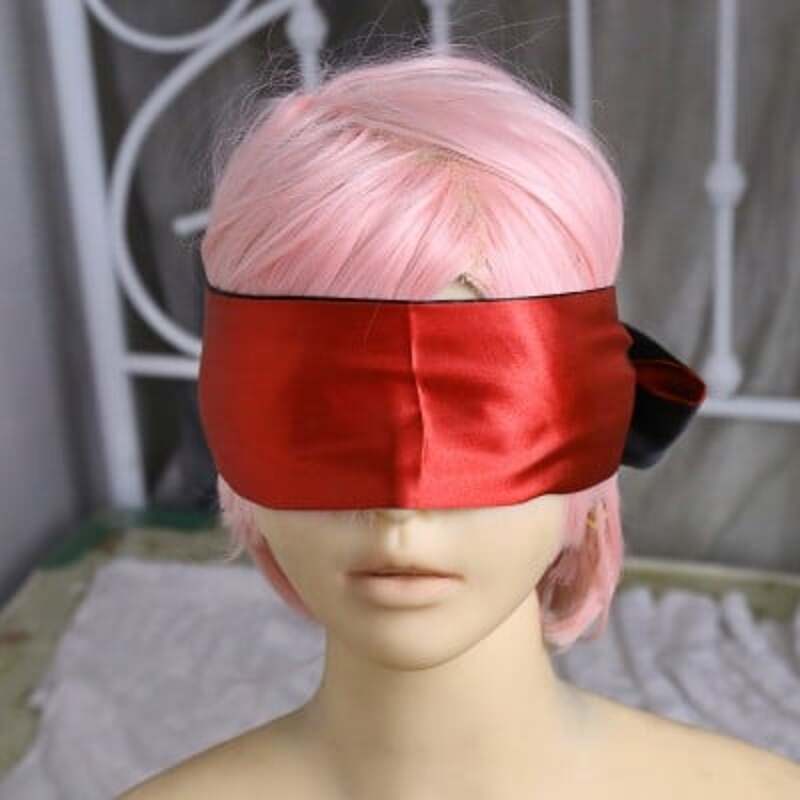 Повязка на глаза сатиновая DS Fetish, 150 см х 7.5 см, красно-черная
