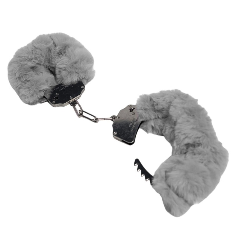 Наручники DS Fetish Plush handcuffs, металл с мехом, серые