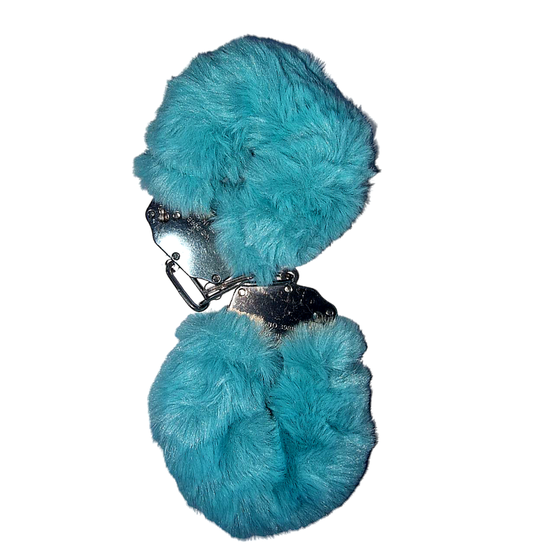 Наручники DS Fetish Plush handcuffs, металл с мехом, голубой