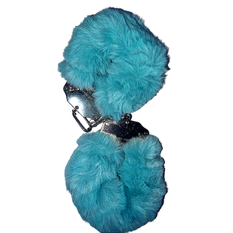 Наручники DS Fetish Plush handcuffs, металл с мехом, голубой