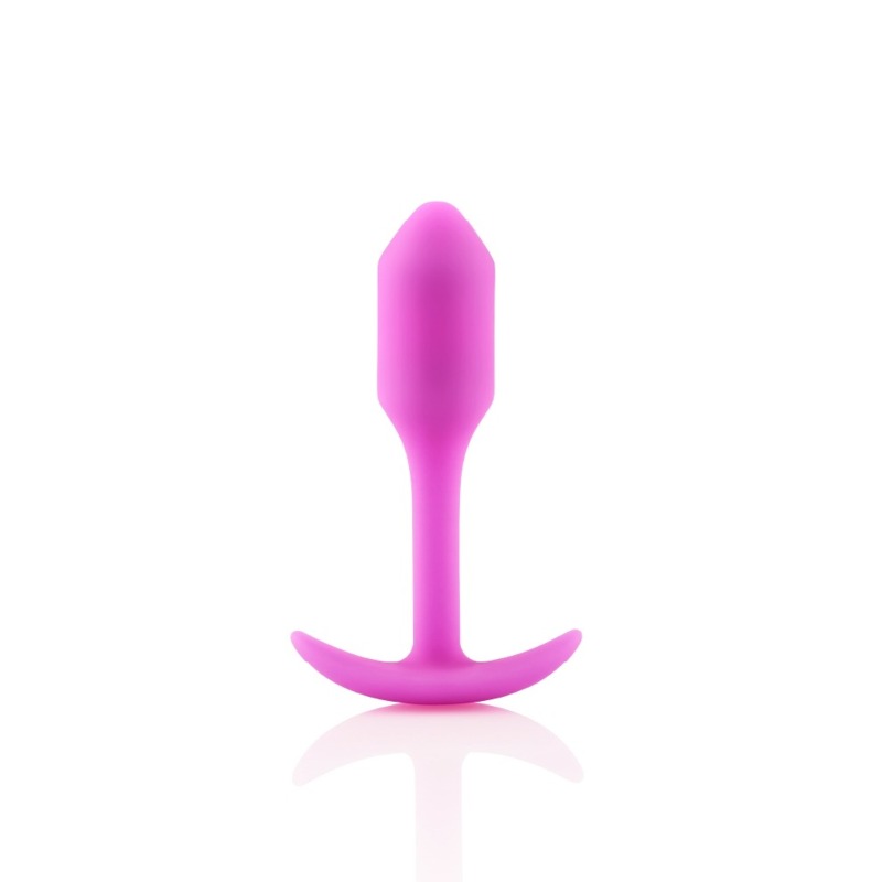 Анальная пробка со смещенным центром тяжести, S, B-vibe Snug Plug 1 розовая, 8.6 х 2.2 см