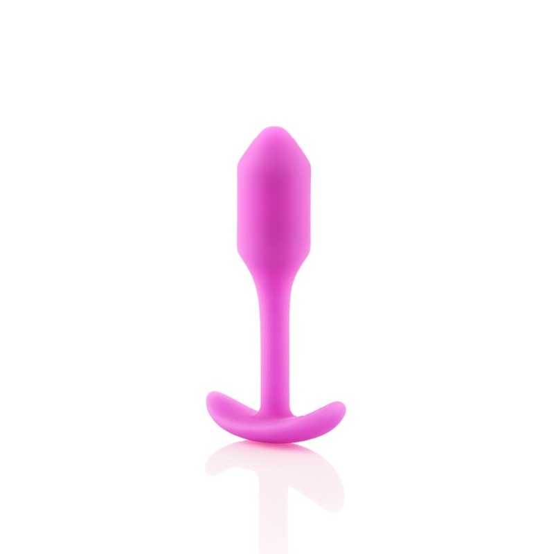 Анальная пробка со смещенным центром тяжести, S, B-vibe Snug Plug 1 розовая, 8.6 х 2.2 см