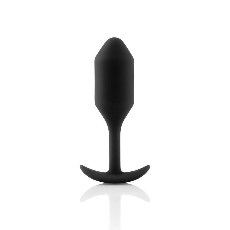 Анальная пробка со смещенным центром тяжести B-Vibe Snug Plug 2, силиконовая, черная