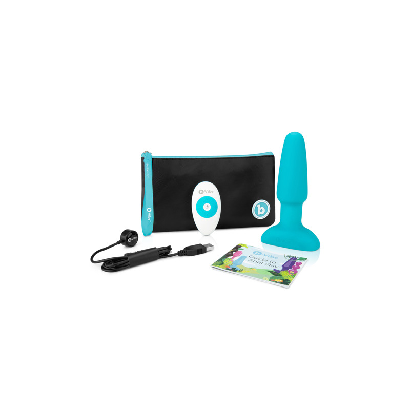 Анальная пробка с вибрацией и имитацией римминга b-Vibe Rimming Plug 2, голубая
