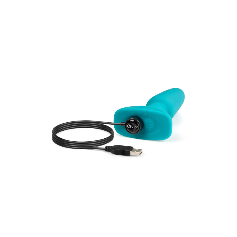Анальная пробка с вибрацией и имитацией римминга b-Vibe Rimming Plug 2, голубая