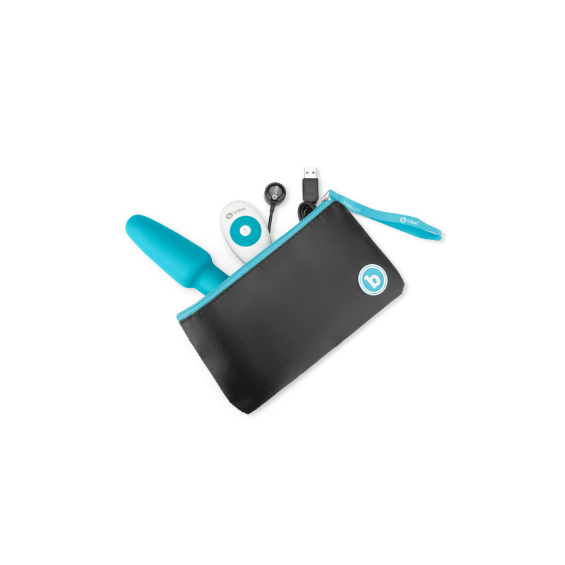 Анальная пробка с вибрацией и имитацией римминга b-Vibe Rimming Plug 2, голубая