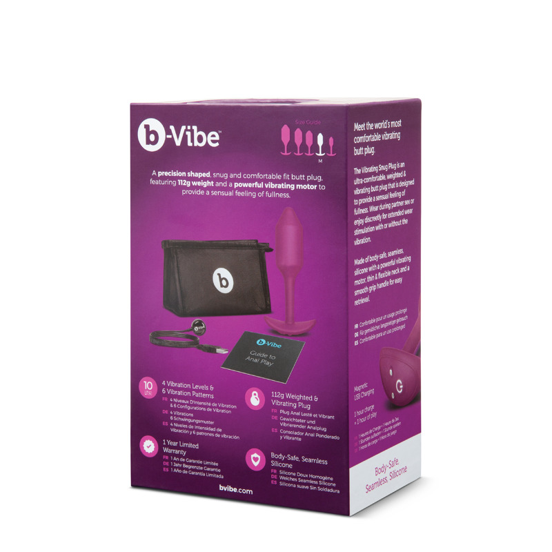 Анальная пробка с вибрацией Snug Plug 2 B-Vibe, силиконовая, розовая