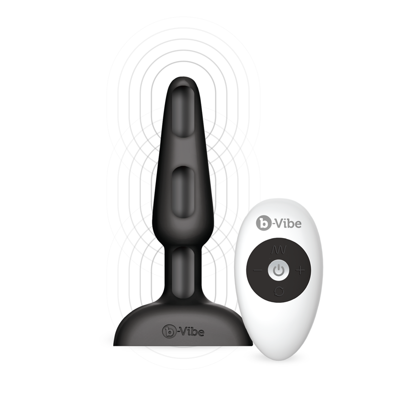 Анальная пробка с 3 моторами B-Vibe - Trio Remote Control Butt, черная
