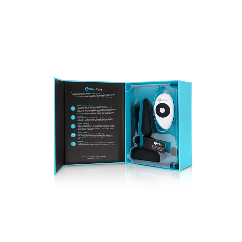 Анальная пробка с 3 моторами B-Vibe - Trio Remote Control Butt, черная