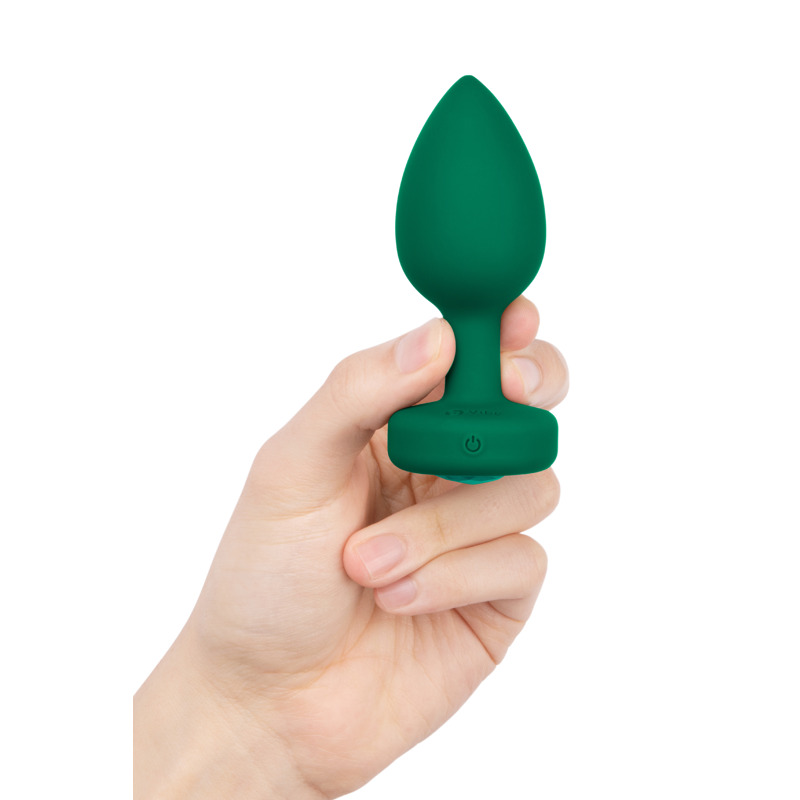 Анальная пробка с вибрацией и пультом B-Vibe - Vibrating Jewel Plug M/L Emerald