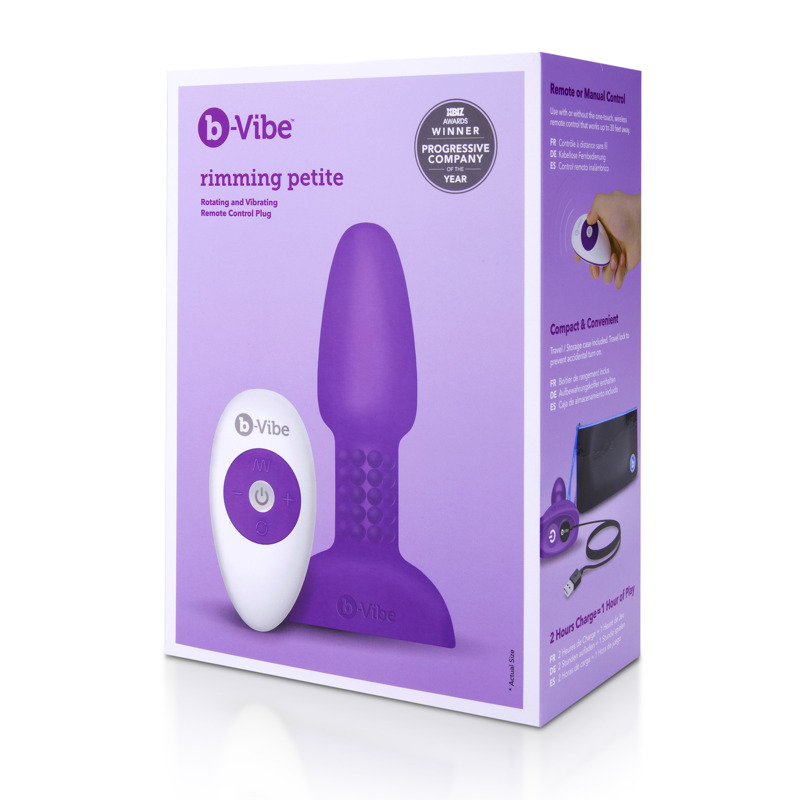 Анальная пробка с римминг эффектом и пультом B-VIBE RIMMING PETITE, фиолетовая