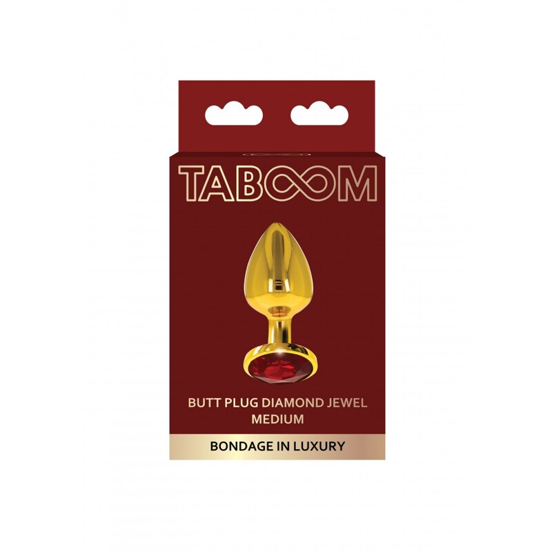 Анальная металлическая пробка M (Medium) с камнем красного цвета Butt Plug With Diamond Jewel Taboom