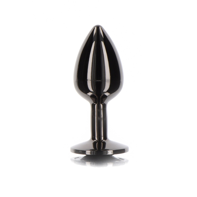 Анальная металлическая пробка M с черным камнем Butt Plug With Diamond Jewel Taboom