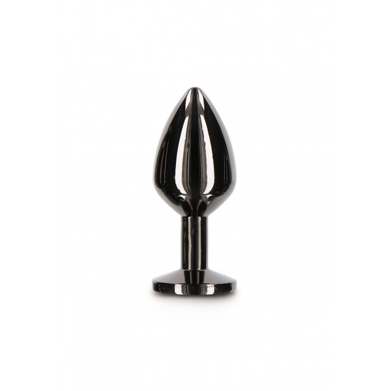 Анальная металлическая пробка M с черным камнем Butt Plug With Diamond Jewel Taboom