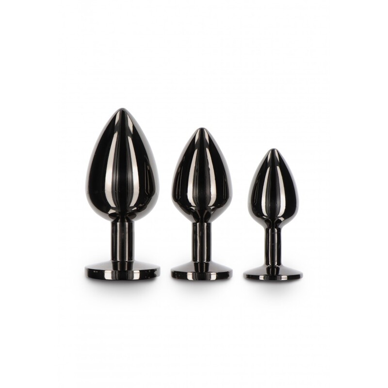 Анальная металлическая пробка M с черным камнем Butt Plug With Diamond Jewel Taboom