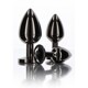 Анальная металлическая пробка M с черным камнем Butt Plug With Diamond Jewel Taboom
