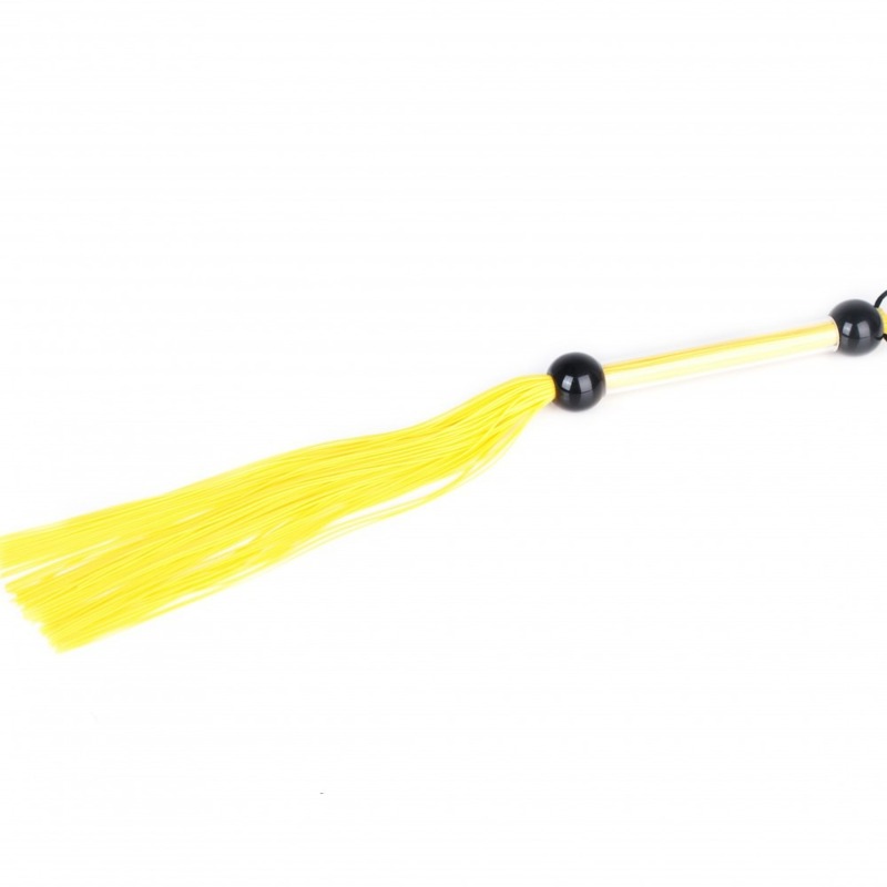Кнут желтый 39 см прозрачная ручка 2 шарика FLOGGER DS Fetish
