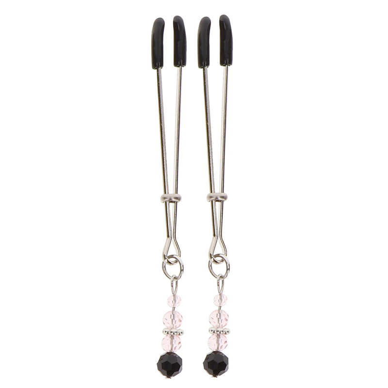 Зажимы на соски с регулировкой, со стразами Tweezers With Beads разноцветные