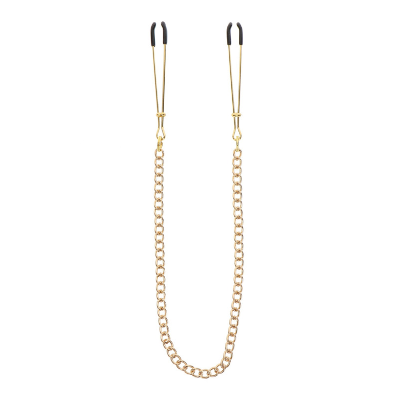 Зажимы на соски с цепочкой Taboom Nipple Play Tweezers With Chain, золотистые