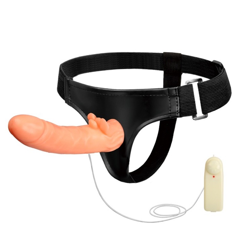 Страпон с вибро Multi-speed Rotation Harness Flesh, 18 см