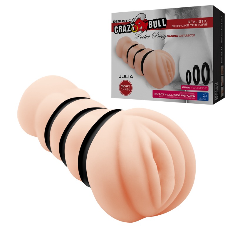Мастурбатор реалистичный Crazy Bull Pocket Pussy из киберкожи, 15 см