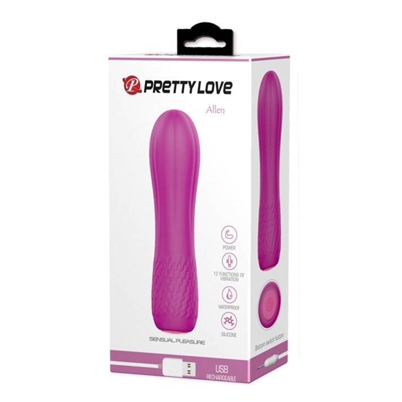 Мини-вибратор Pretty Love Alice, ребристый, розовый, 12 х 3 см