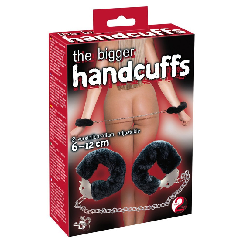 Наручники металлические You2Toys Bigger Furry Handcuffs с черным мехом