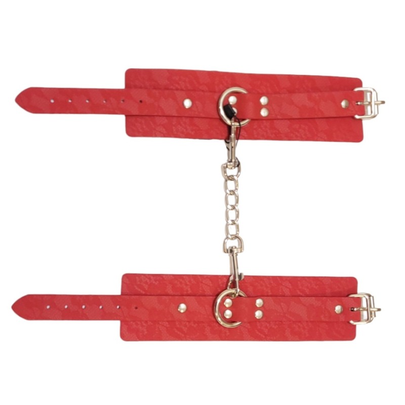 Наручники Wrist restraints wine, с тиснением, красные