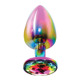 Анальная пробка металлическая Toy Joy Twilight Booty Jewel с кристаллом, радужный, Large