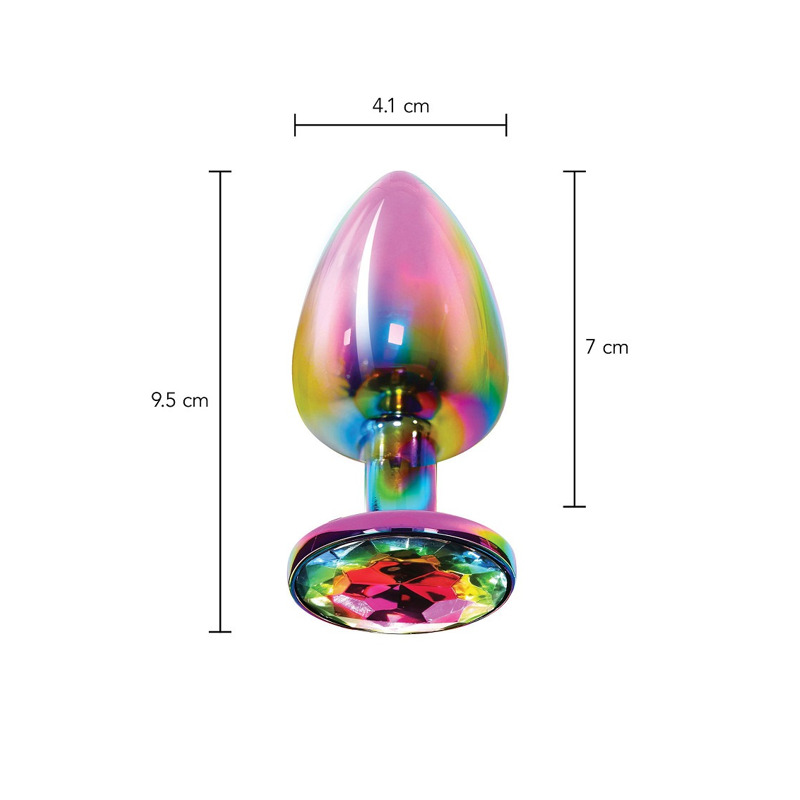 Анальная пробка металлическая Toy Joy Twilight Booty Jewel с кристаллом, радужный, Large