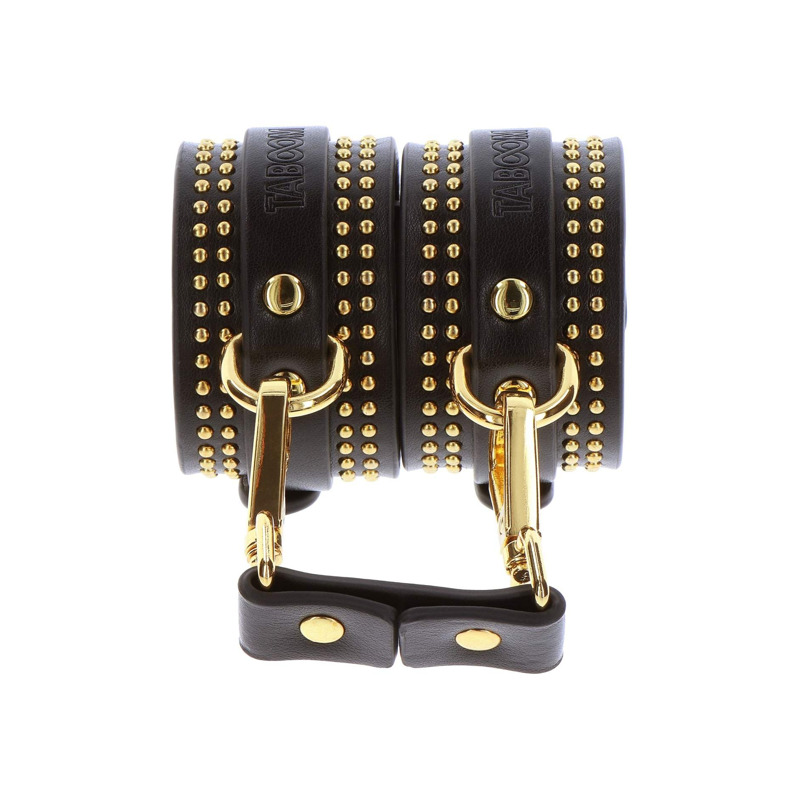 Поножи Taboom Vogue Studded Ankle Cuffs Set из веганской кожи, черные с золотистой фурнитурой
