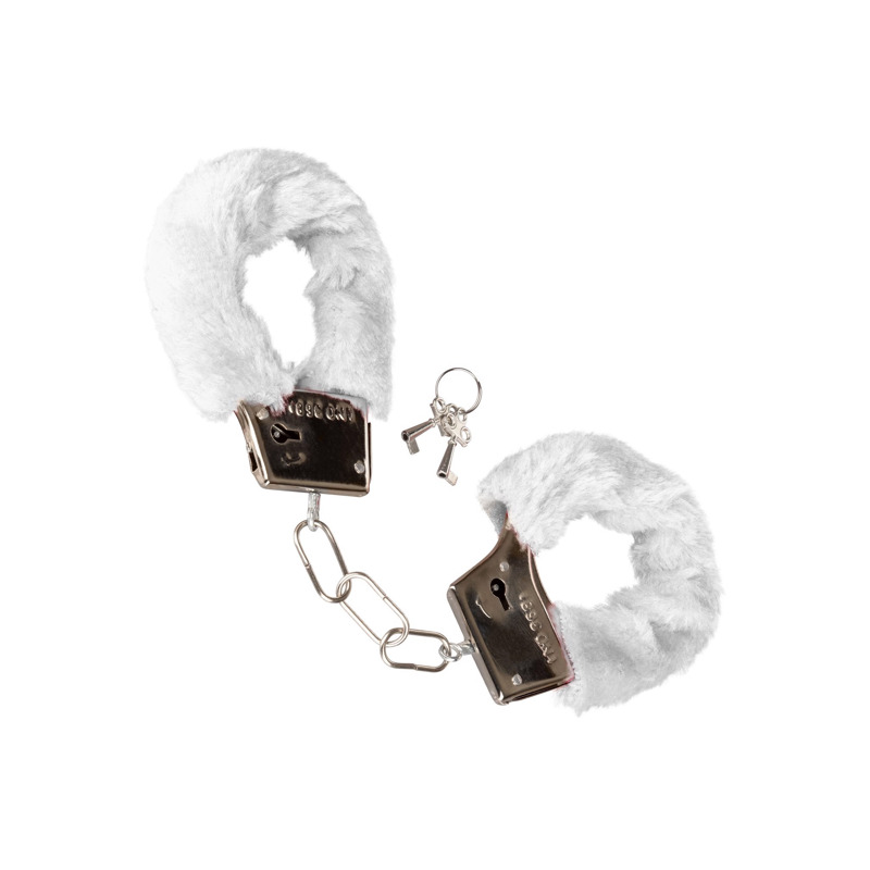 Наручники металлические с пушком CalExotics Playful Furry Cuffs, белые