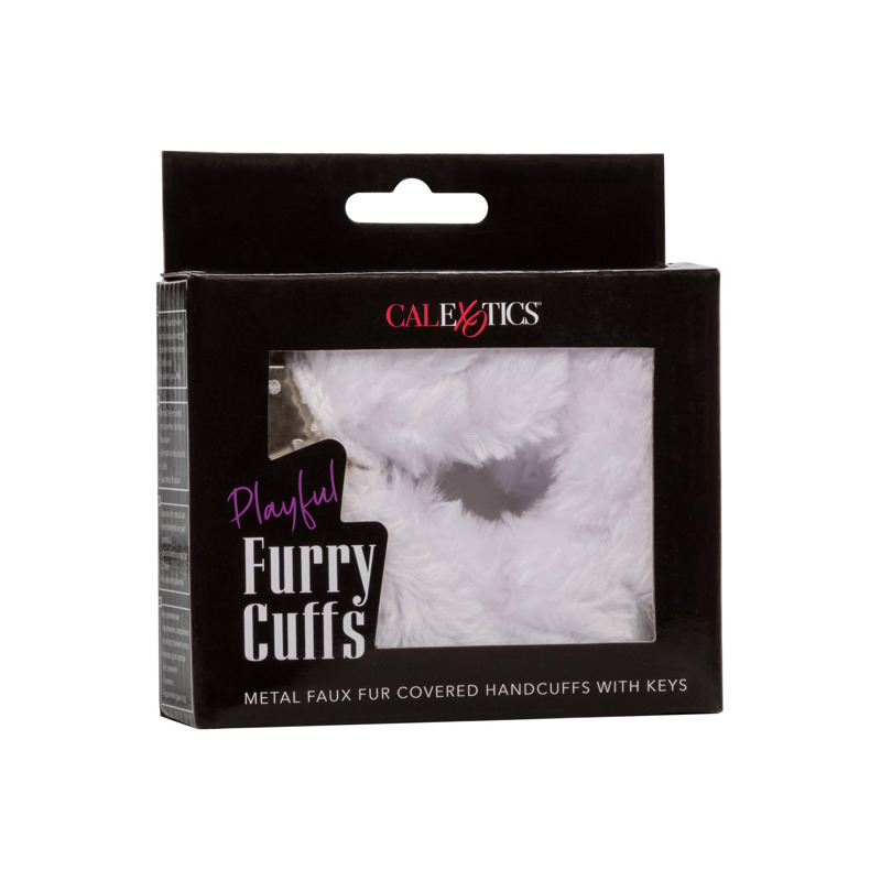 Наручники металлические с пушком CalExotics Playful Furry Cuffs, белые