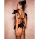 Сексуальный кружевной комплект Star Night Sexy Set с перьями и цепочками, черный, XS-S (без коробки)
