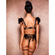 Сексуальный кружевной комплект Star Night Sexy Set с перьями и цепочками, черный, XS-S (без коробки)