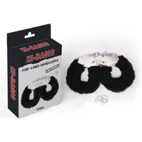 Наручники металлические Chisa Hi-Basic Fur-lined Handcuffs с черным мехом